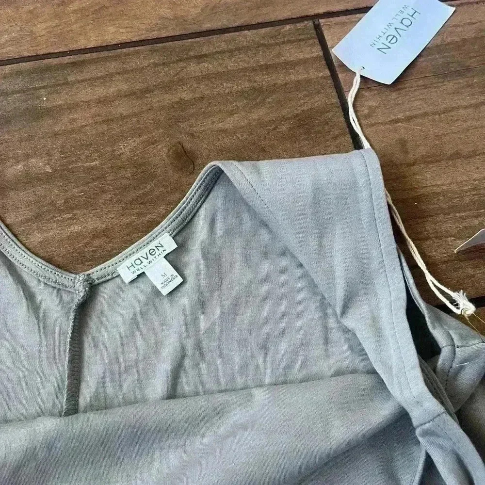 NWT HAVEN WELL WITHIN Organic Cotton Interlock Tie Waist Midi Dres MEDIUM - Picture 3 of 4